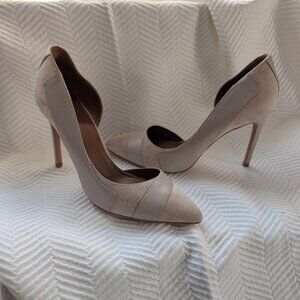 Reiss August Point Toe Court Shoes Leather & Suede Neutral Nude Size 40 Size 9.5